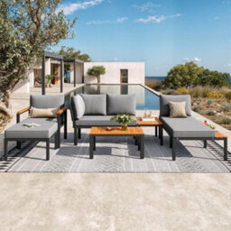 Matteo Modular Aluminium Outdoor Sofa & Coffee Table Set - Grey - thumbnail 5