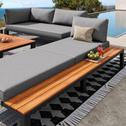 Matteo Modular Aluminium Outdoor Sofa & Coffee Table Set - Grey - thumbnail 7