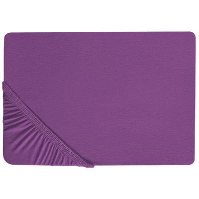 Beliani Fitted Sheet Janbu Cotton 160 X 200 Cm Purple - image 1