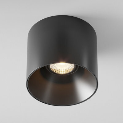 Luminosa Lighting Luminosa Maytoni Alfa Led Dimmable Surface Mounted Downlight Black, 12.5Cm 3000K