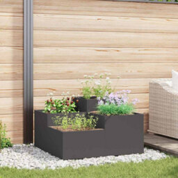 Berkfield Garden Planter Black 80 X 80 X 48 Cm Steel