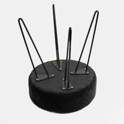 OHS Stool Boucle Fleece Chair Dressing Table Vanity Seat Pouffe Home, Black - thumbnail 5