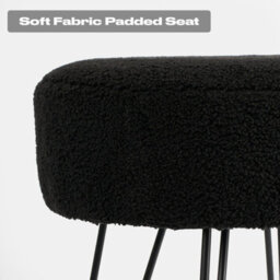 OHS Stool Boucle Fleece Chair Dressing Table Vanity Seat Pouffe Home, Black - thumbnail 7