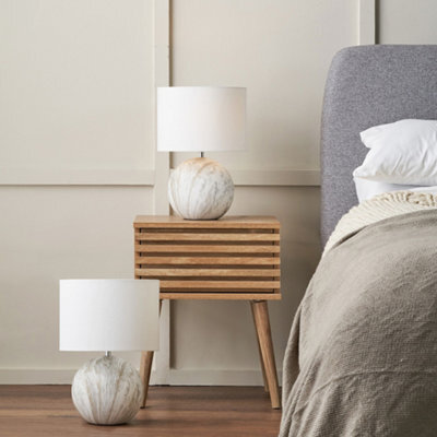 Pacific Lifestyle Set Of 2 Viejo Grey Stone Effect Ceramic Table Lamp - image 1