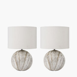 Pacific Lifestyle Set Of 2 Viejo Grey Stone Effect Ceramic Table Lamp - thumbnail 3