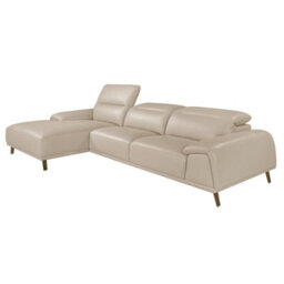 Angel Cerda Stylish Left Chaise Longue Sofa In Taupe Grey Leather - thumbnail 1