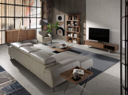 Angel Cerda Stylish Left Chaise Longue Sofa In Taupe Grey Leather - thumbnail 3