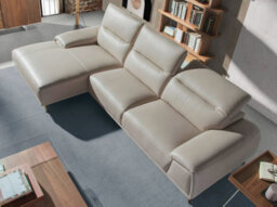 Angel Cerda Stylish Left Chaise Longue Sofa In Taupe Grey Leather - thumbnail 5