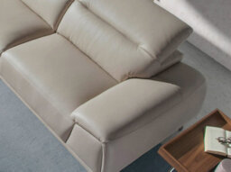 Angel Cerda Stylish Left Chaise Longue Sofa In Taupe Grey Leather - thumbnail 4