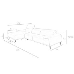 Angel Cerda Stylish Left Chaise Longue Sofa In Taupe Grey Leather - thumbnail 7