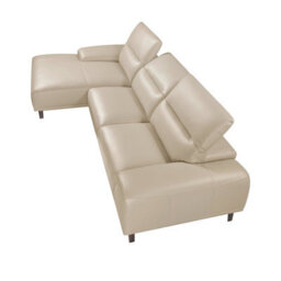 Angel Cerda Stylish Left Chaise Longue Sofa In Taupe Grey Leather - thumbnail 6
