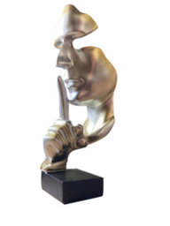 Huhote Silver Resin Abstract Thinker Ponder Sculpture Statue Modern For Home Office Art Sculpture Table Ornament Home Decor - thumbnail 7