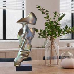 Huhote Silver Resin Abstract Thinker Ponder Sculpture Statue Modern For Home Office Art Sculpture Table Ornament Home Decor