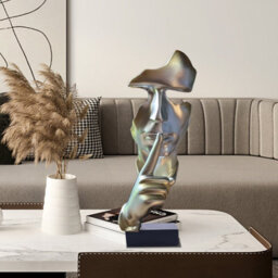 Huhote Silver Resin Abstract Thinker Ponder Sculpture Statue Modern For Home Office Art Sculpture Table Ornament Home Decor - thumbnail 4