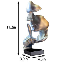 Huhote Silver Resin Abstract Thinker Ponder Sculpture Statue Modern For Home Office Art Sculpture Table Ornament Home Decor - thumbnail 5