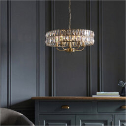 Loops Multi Arm Hanging Ceiling Pendant Light - Antique Brass Plate & Clear Crystal Glass - 5 X 6W Led E14 - thumbnail 4