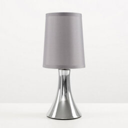 Valuelights Pair Of - Small Chrome Touch Table Lamps With Grey Fabric Shades With 5W Led Dimmable Candle Bulbs In Warm White - thumbnail 4
