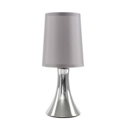 Valuelights Pair Of - Small Chrome Touch Table Lamps With Grey Fabric Shades With 5W Led Dimmable Candle Bulbs In Warm White - thumbnail 6