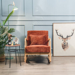Nordlys Solid Wood With Terracotta Fabric Rocking Chair Countryside Style Living Room - thumbnail 4