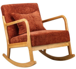 Nordlys Solid Wood With Terracotta Fabric Rocking Chair Countryside Style Living Room - thumbnail 2