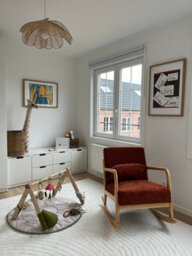 Nordlys Solid Wood With Terracotta Fabric Rocking Chair Countryside Style Living Room - thumbnail 9