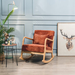 Nordlys Solid Wood With Terracotta Fabric Rocking Chair Countryside Style Living Room - thumbnail 8