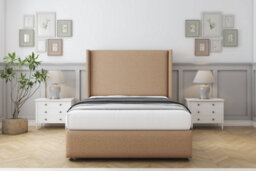 "Comfort Ayla Latte Dumfries Divan Bed Set No Drawers - 54"" Wingback & 12"" Footboard 4' Small Double" - thumbnail 1