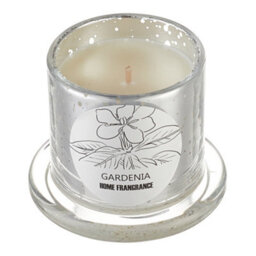 Living And Home Vegetable Wax Gardenia Scented Smokeless Candle In Silver Glass Jar - thumbnail 4