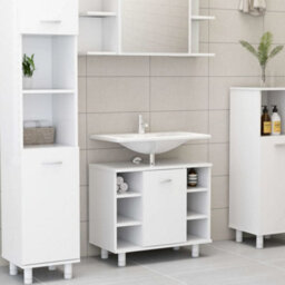 Berkfield Bathroom Cabinet White 60X32X53.5 Cm Engineered Wood - thumbnail 1