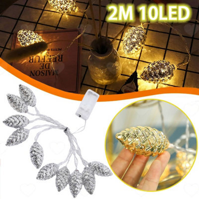 Amorly 2M 10Led Battery Operated Pinecone Fairy Lights, Warm White String Lights For Christmas Mantel, Garland, Dorm And Table Decoration - image 1
