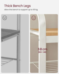 Songmics Vasagle Hallway Coat Rack, Shoe Storage Bench And Adjustable Hooks, 4-In-1 Coat Stand With Clothes Hanging Rail, Oak And Cream - thumbnail 8