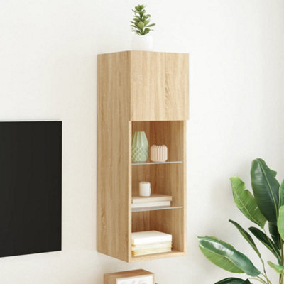 Walplus Tv Cabinet With Led Lights Sonoma Oak 30.5X30X90 Cm - image 1
