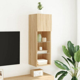 Walplus Tv Cabinet With Led Lights Sonoma Oak 30.5X30X90 Cm - thumbnail 4