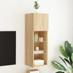 Walplus Tv Cabinet With Led Lights Sonoma Oak 30.5X30X90 Cm - thumbnail 1