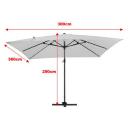 Living And Home 3M Large Square Canopy Rotatable Tilting Garden Rome Umbrella Cantilever Parasol With 100 L Fillable Base, Light Grey - thumbnail 7