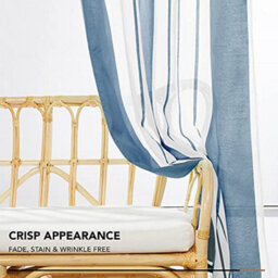 Deconovo Yarn-Dyed Voile Curtains Semi Transparent Net Curtains Sheer Curtains, 55 X 90 Inch Dark Blue 2 Panels - thumbnail 4