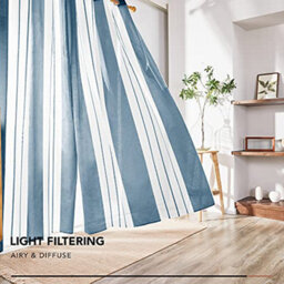 Deconovo Yarn-Dyed Voile Curtains Semi Transparent Net Curtains Sheer Curtains, 55 X 90 Inch Dark Blue 2 Panels - thumbnail 3