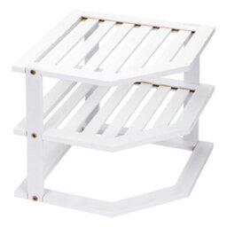 Taylor & Brown Bamboo 3Tier Corner Shelf Organiser, White Cabinet Shelf For Kitchen & Bathroom Storage & Organisation - thumbnail 8