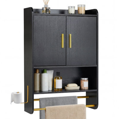Gainoom Bathroom Wall Cabinet Black Wall Mounted Medicine Cabinet Over The Toilet Storage Organizer - image 1
