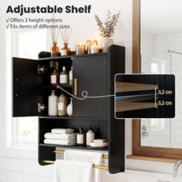 Gainoom Bathroom Wall Cabinet Black Wall Mounted Medicine Cabinet Over The Toilet Storage Organizer - thumbnail 9