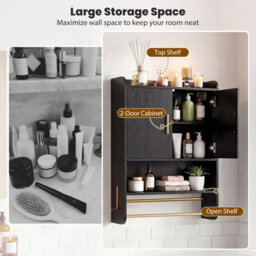 Gainoom Bathroom Wall Cabinet Black Wall Mounted Medicine Cabinet Over The Toilet Storage Organizer - thumbnail 8
