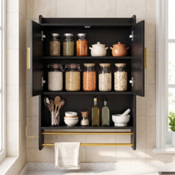 Gainoom Bathroom Wall Cabinet Black Wall Mounted Medicine Cabinet Over The Toilet Storage Organizer - thumbnail 5