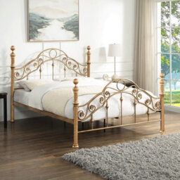 OAT Home Kensington Antique Brass Effect Victorian French Metal King Size Bed Frame