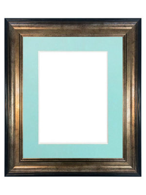 Frames By Post Scandi Black & Gold Frame With Blue Mount For Image Size 12 X 8 Inch - image 1