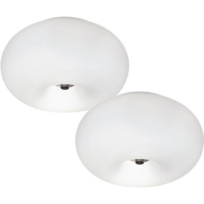 Modern 2-Pack Wall Flush Ceiling Lights With Satin Nickel Finish And Opal Glass Shades - image 1