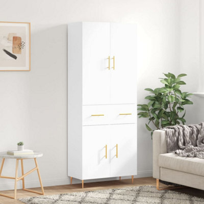 Berkfield Highboard White 69.5X34X180 Cm Engineered Wood - image 1