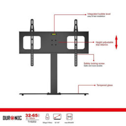 "Duronic Tvs2D2 Tv Stand And Tilting Monitor Bracket, Standing Desktop Mount With Vesa 600X400 For Flat Screen Television 32-65""" - thumbnail 6