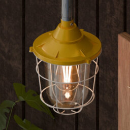 Industrial E27 Base Conduit Pendant Light Fitting Galvanized Steel With Metal 21Cm Cage Hanging Pendant Lamp Yellow - thumbnail 4