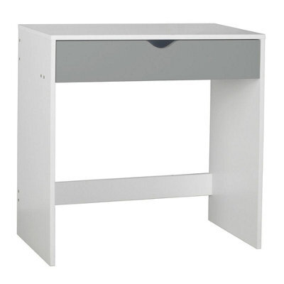 Urbnliving Height 75Cm Wooden White 1 Drawer Dressing Table With Grey Drawers Bedroom Vanity And Computer Work Desk - image 1
