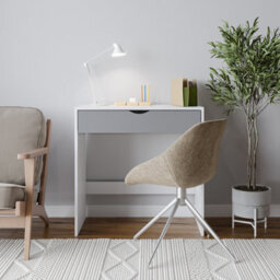 Urbnliving Height 75Cm Wooden White 1 Drawer Dressing Table With Grey Drawers Bedroom Vanity And Computer Work Desk - thumbnail 2